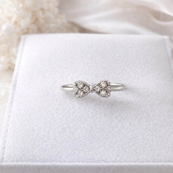 925 Sterling Silver Jewelry - 925 Sterling Silver Double Heart Sparkle Ring | Dainty Romantic Jewelry